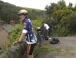 John surveys the wooded Lyn Cleave from Lynton youth hostel
